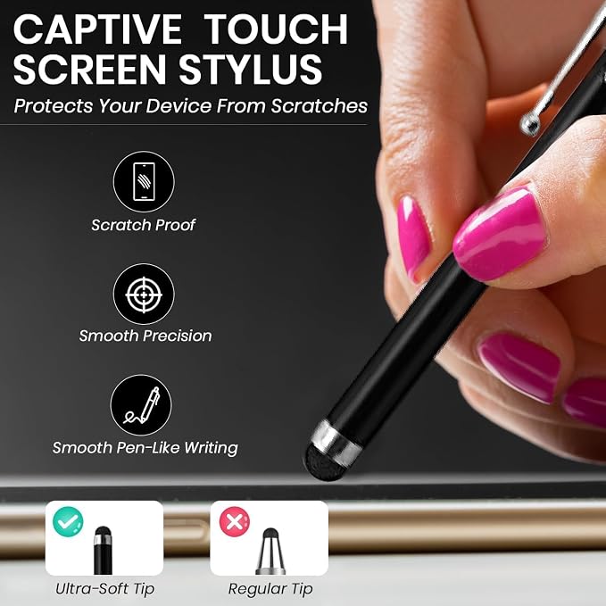 TCD 100 Pack Stylus Pen for iPad High Precision Universal Capacitive Bulk Digital Stylus Pen – Compatible w/iPhone Tablet Touchscreen Laptop – Rubber Tip Black Styluses for All Touch Screen Devices