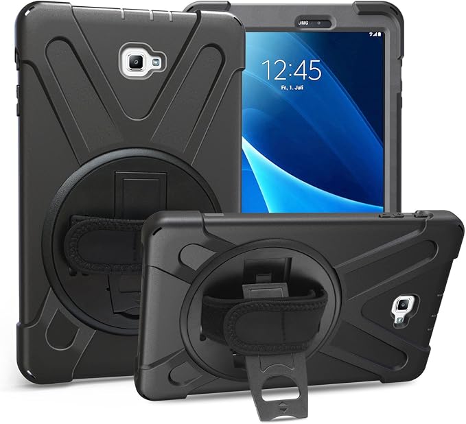 Galaxy Tab A 10.1 P580 2016 Case KIQ Shockproof Heavy Duty Military Full-Body Protection Kickstand Screen Protector for Samsung Galaxy A 10.1 with S-Pen 2016 SM-P580 &amp SM-P585 (Shield Black)