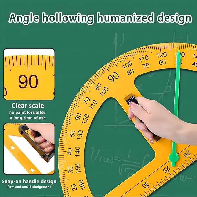 Magnetic Teaching Ruler Set with Multi-Functional Geometry Tools Durable ABS Plastic for Whiteboard Classroom Projects Student Teacher Math Supplies (Yellow 5pcs)