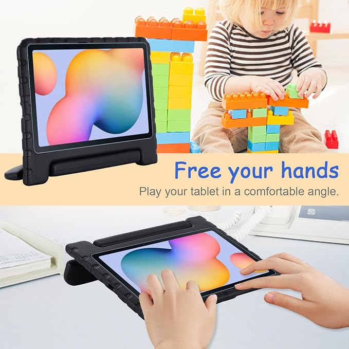 Kids Case for Samsung Galaxy Tab S10 FE Plus 13.1 (2025) Techcircle Handle Stand Light EVA Foam Bumper Protective Rugged Drop Protection Child Proof Cover Black
