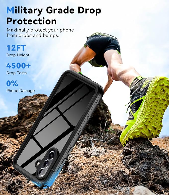for Samsung Galaxy A16 5G Case IP68 Waterproof Built-in Screen Protector [Full Body Shockproof] Dustproof Underwater Protective Phone Case for Samsung A16 5G (Black)