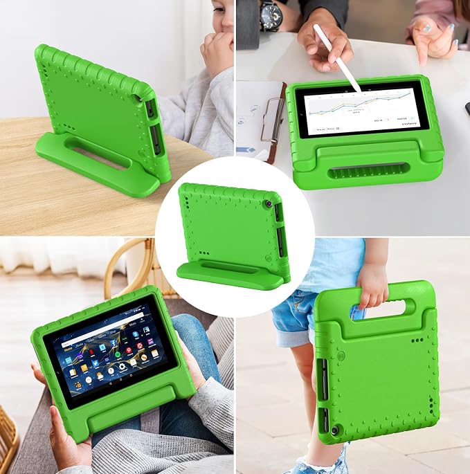 Kids Case for Fire 7 Inch Tablet 9th/7th/5th Generation Tablet (2019/2017/2015 Release) Kid-Proof &amp Shockproof Case Sturdy Soft Durable EVA Protective Cover with Convenient Handle Blue | Foldable