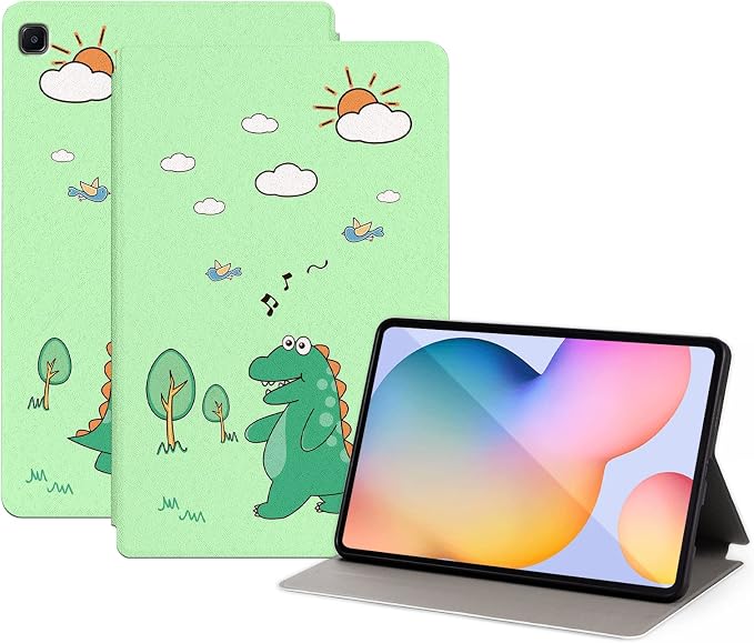 Shockproof Protective Case for Samsung Galaxy Tab S6 Lite 2024/2022/2020 Model SM-P610/P613/P615/P619 - Folding Stand Cover for Galaxy Tablet S6 Lite - Cute Dinosaur