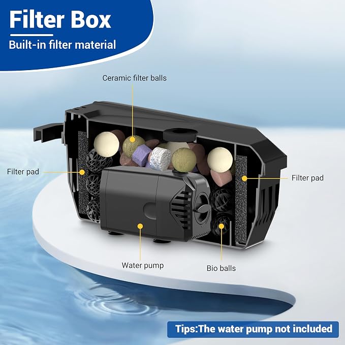 NFESOLAR Small Pond Filter for Outdoor Ponds Fish Tank 50-600 Gallon, Filter