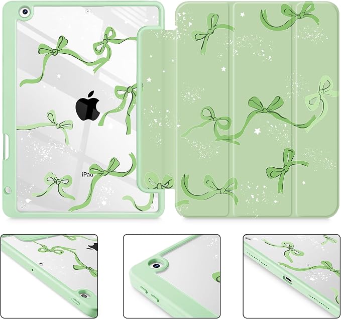 Tuiklol for iPad 10.2 inch 9th / 8th / 7th Gen 2021 2020 2019 Release Case | Built in Pencil Holder - TPU Protection Trifold Stand Stand Clear Back Tablet Cover With Auto Wake/Sleep Blue berries