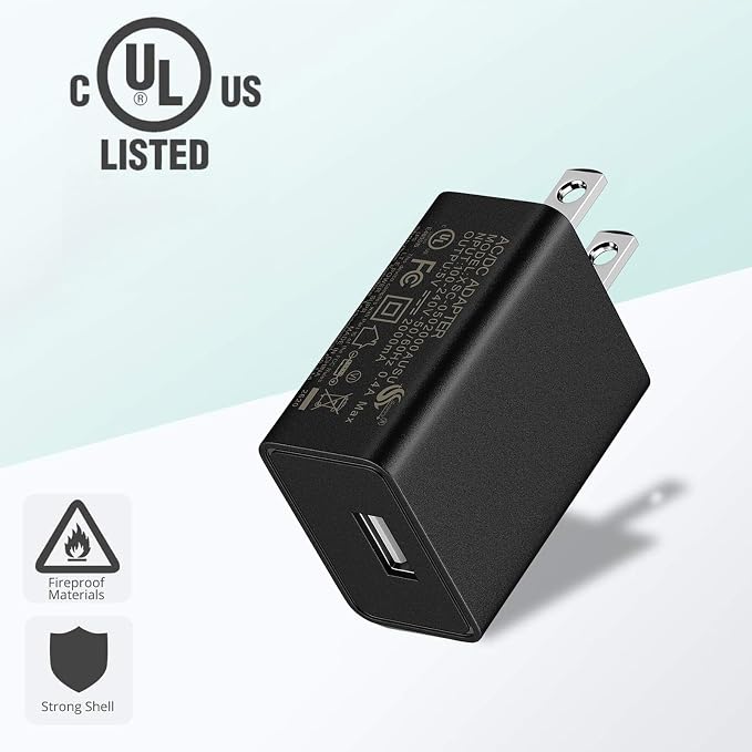 5-Pack USB Wall Charger 5V 2A UL Certified Charging Block Power Adapter Plug Bulk Black