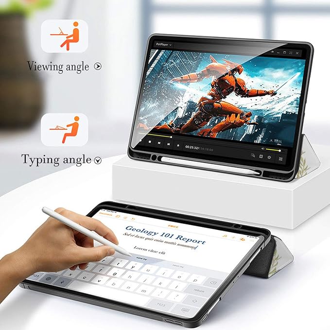 for iPad Pro 12.9 Case 4th Generation 2020 &amp 2018Pencil Holder Auto Sleep/Wake Back Smart Soft TPU Case Cover for iPad Pro 12.9 4th GenPink Bible Verse Psalm 46:10