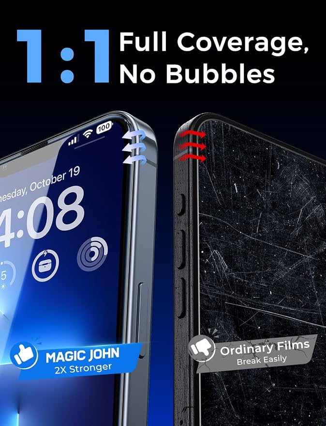 MAGIC JOHN 2 Pack for iPhone 13 Pro Max/iPhone 14 Plus 6.7 inch Tempered Glass Screen Protector Auto Dust-Elimination Installation Bubble Free HD Clear Easy Installation | 6.7 inch2 Pack HD Clea
