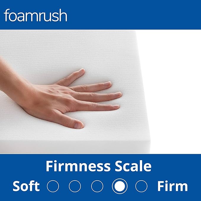 FoamRush 6-Inch Bunk (36" x 72") High Density Foam RV Mattress Replacement with Canvas Navy Cover, Medium Firm, Made in USA, Camper Trailer, Removable Water-Resistant Outdoor/Indoor Cover w Zip
