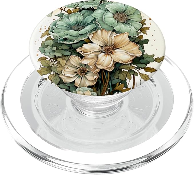 Sage Green Wildflower Floral Moon Flower Botanical PopSockets PopGrip for MagSafe