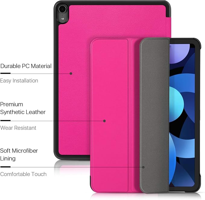 TNP Cover Case for iPad Air 11 Inch M2 6th 2024 5th 4th Generation(2022 2020) - 10.9 Almond Blossom Case with Pencil Holder for 2nd Gen Apple Pencil - Protective Cover with Trifold Stand