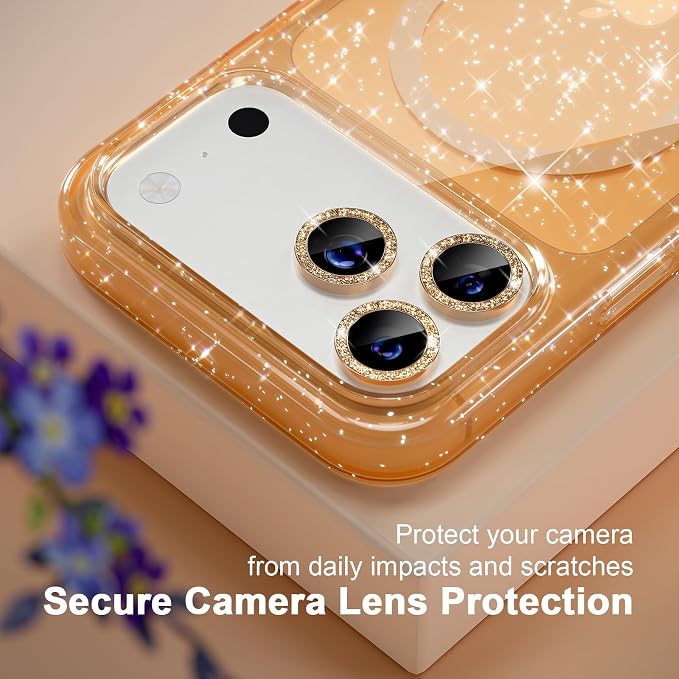 Choiche for iPhone 15 Pro Max Case Compatible with MagSafe Glitter Black | Women Girly Cute Glitter Sparkly Magnetic Phone Case with Diamond Camera Lens Protectors Military-Grade Drop Protection 6.7