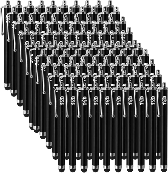 TCD 100 Pack Stylus Pen for iPad High Precision Universal Capacitive Bulk Digital Stylus Pen – Compatible w/iPhone Tablet Touchscreen Laptop – Rubber Tip Black Styluses for All Touch Screen Devices