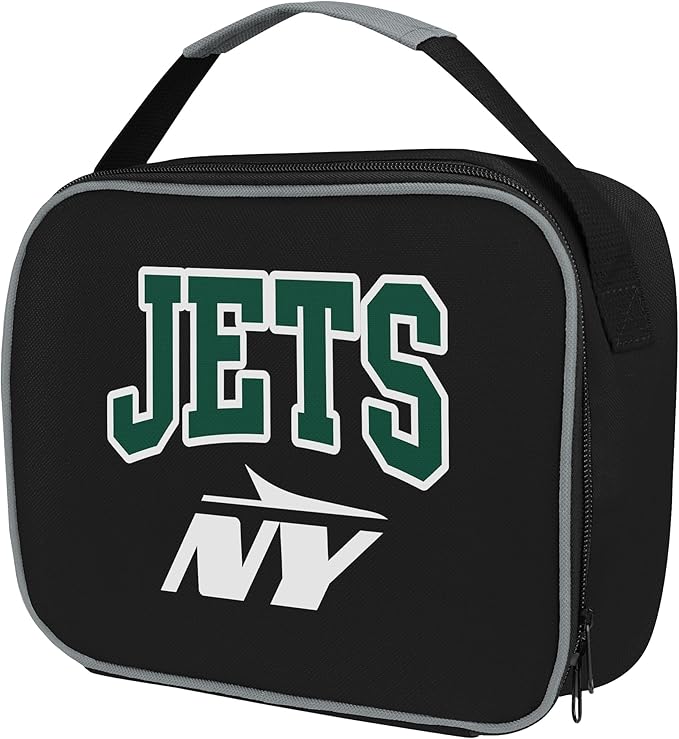 FOCO NFL Unisex-Adult Officially Licensed Wordmark Team Color Big Logo Football Zip Closure 7L Lunch Bag - New York Jets