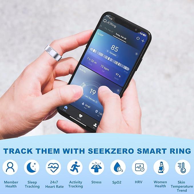 Smart Ring for Women Men, Valentine's Day Gifts, Minimalist Fitness Ring with Heart Rate, Stress, Sleep, Step, Calorie Tracking, 5ATM Waterproof for iPhone and Android,No Subscription (Silver, 10)