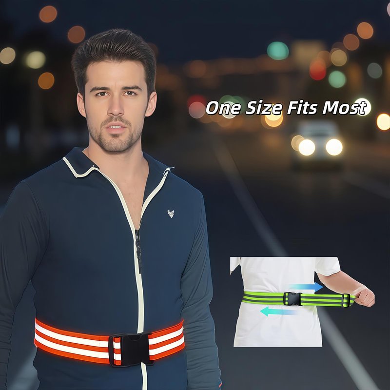 2-Pack Reflective Running Belt, High-Visibility PT Military Gear for Men Women Kids, Adjustable Lightweight Elastic Safety Belt for Cycling Walking Night Activities