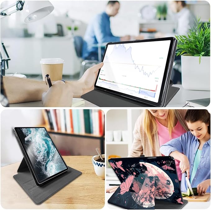 for Samsung Galaxy Tab S6 (10.5 inch) Tablet 2019 release-360 Degree Rotating Stand PU Leather Cover with Auto Wake/Sleep + S Pen HolderArt Butterfly