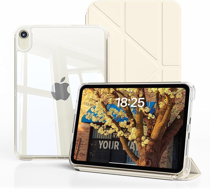 Case for iPad mini 7 (A17 Pro 2024) / iPad mini 6 2021 8.3 Inch | Slim Light Clear Anti-Yellow Transparent Back Cover Multi-Angle Stand Protective Case Auto Sleep/Wake (Black)