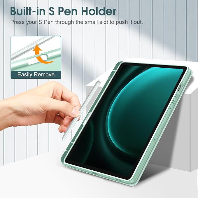Fintie Slim TPU Case for Samsung Galaxy Tab S10 Lite/S10 FE/S9 FE 5G 10.9 | Tri-Fold Viewing Stand Full Protection S Pen Holder Auto Sleep Wake Black