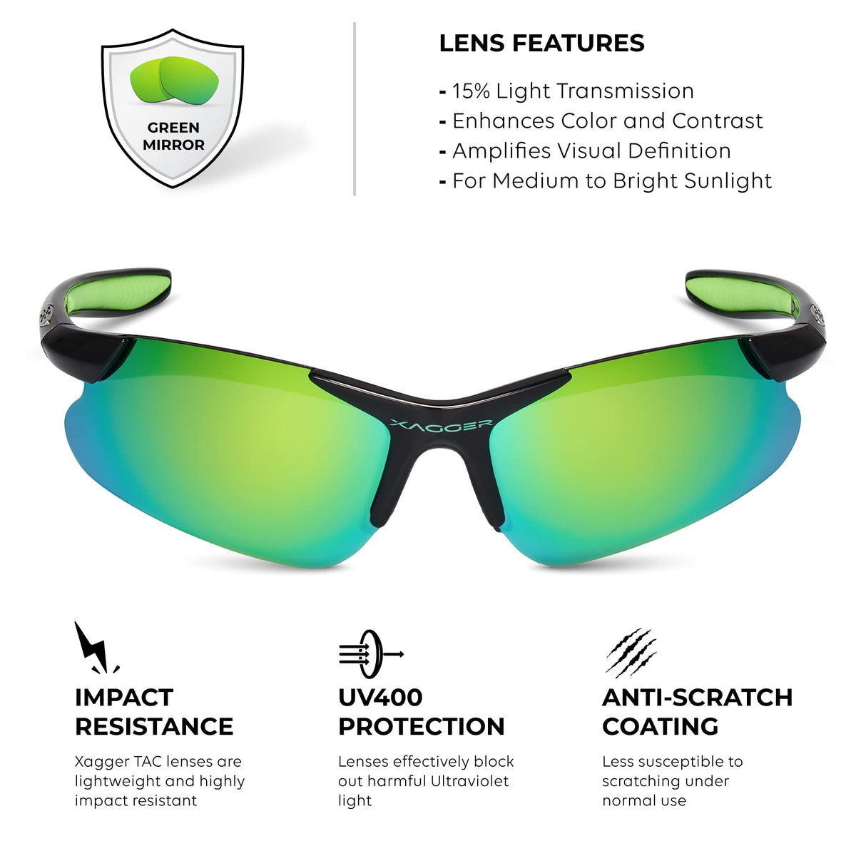 Xagger Kids Youth Polarized Sports Sunglasses for Boys Girls Baseball Softball Glasses TR90 Frame