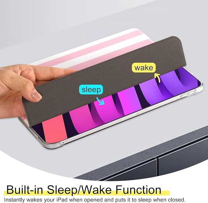 for iPad Air 11-inch M4 2026 M3 2025 M2 2024 iPad Air 5th 2022 / 4th Gen 2020 10.9-inch Slim Foldable Stand Hard PC Translucent Back Shell Smart Cover - [Auto Wake/Sleep]-Black Polka dots
