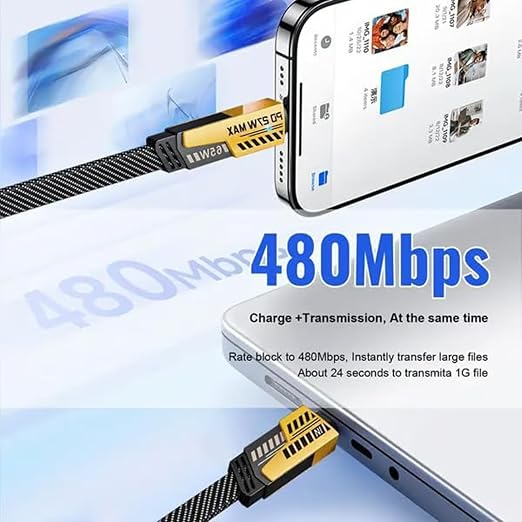 Portable Fast Charger Type C/USB A Dual Ports Adapter4 in 1 Fast Charging Cable &amp Data Sync C Chargers Fast Charging 10 Foot Fast Phone Charger Mechanical Style Multi-Function Cable (1pc)