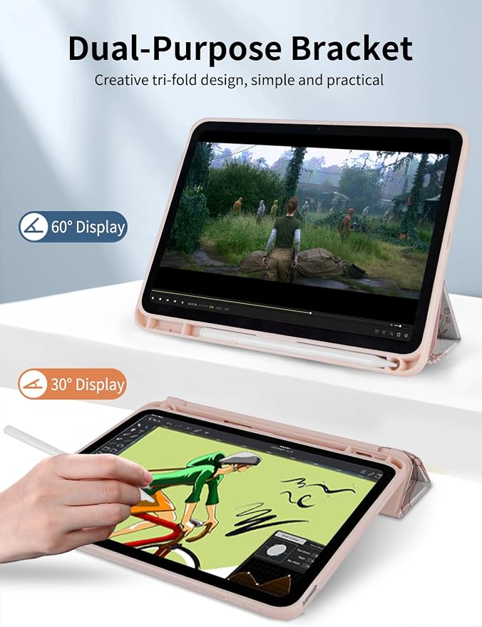 Case for iPad 9th/ 8th/ 7th Generation Case 10.2&amp10.5 Inch (2021/2020/2019 Release) Slim Lightweight Soft Trifold Back Cover with Pencil Holder &amp Auto Sleep/Wake CoverBeige Checkered