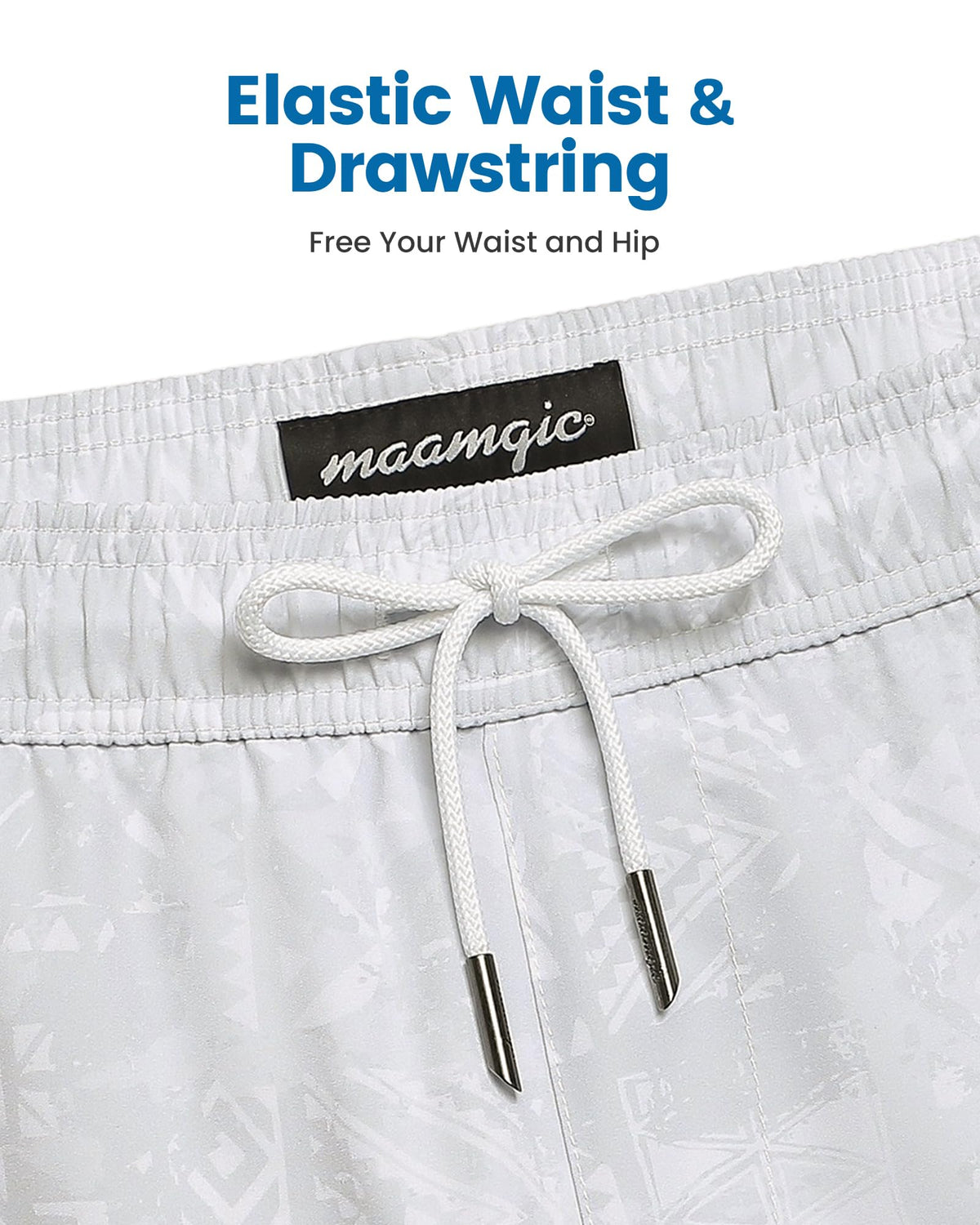 maamgic Mens Swim Trunks with Compression Liner 5 Inch, Quick Dry Bathing Suit with Zipper Pockets, Stretch No-Chafing Swim Shorts, Frost Marks Small