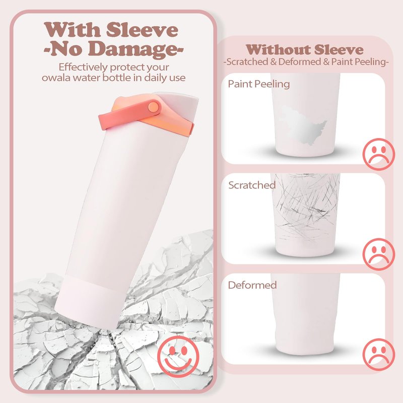 Kaitiaki 2PCS Silicone Boots for Owala 30oz & 40oz FreeSip Sway Bottles & Tumblers – Non-Slip, Scratch-Resistant, Stability Enhancer for Owala Accessories (Classic Pink)