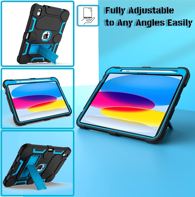 Case for iPad 11 11th Gen (A16) 2025 &amp 10th Gen 2022 10.9 Purple+Green | Kickstand | With Pencil Holder | Drop-Proof Silicone+Hard Shell | Raised Edge Protects Screen&ampCamera | Heavy Duty Pr
