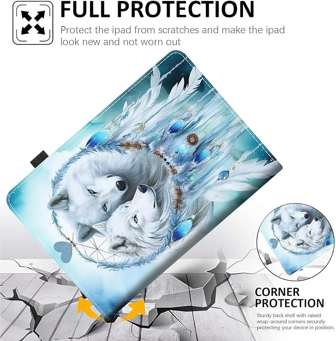 Case for All-New Amazon Fire HD 10 and 10 Plus Tablet (13th/11th Generation 2023/2021 Release) 10.1 - Slim Fit Standing Cover with Auto Sleep/Wake，Wolf