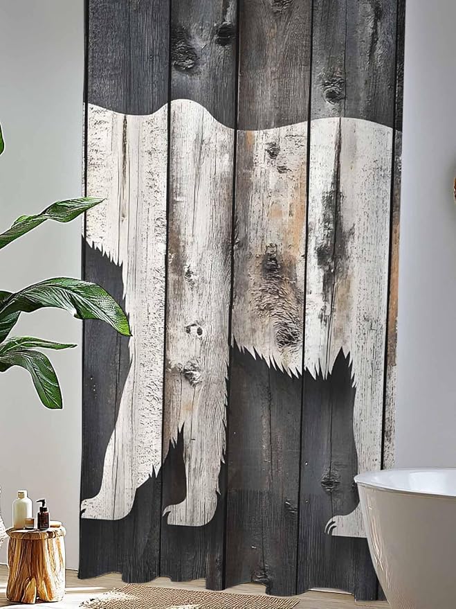 Sheer Curtains 96 Inches Long, Farmhouse Country Vintage Wood Grain Privacy