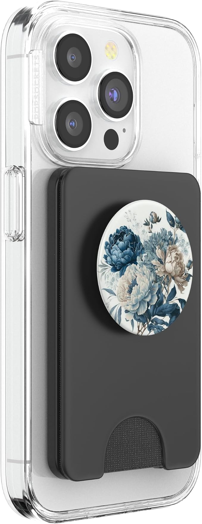 Navy Blue Peonies Blossom Leaves White Flowers Floral Girly PopSockets Adhesive PopGrip