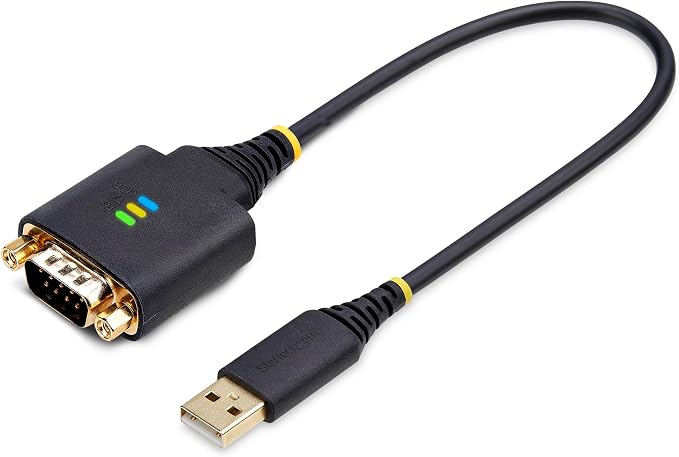 StarTech 10ft USB to Serial Adapter Cable FTDI IC (1P10FFC-USB-SERIAL) | USB-A to DB9 RS232 Interchangeable DB9 Screws Nuts COM Retention LED Indicators