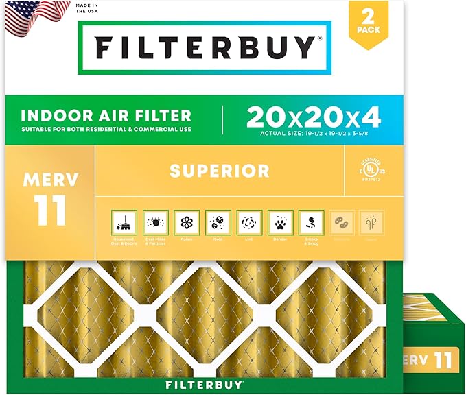 Filterbuy 20x20x4 Air Filter MERV 11 Superior Pet & Allergy Defense,