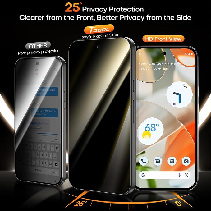 TOCOL for Pixel 2026 Screen Protector Clear | Easy Installation Bubble-Free 9H+ Tempered Glass 11FT Military Grade Shatterproof Anti-Scratch Case Friendly HD 2 Pack