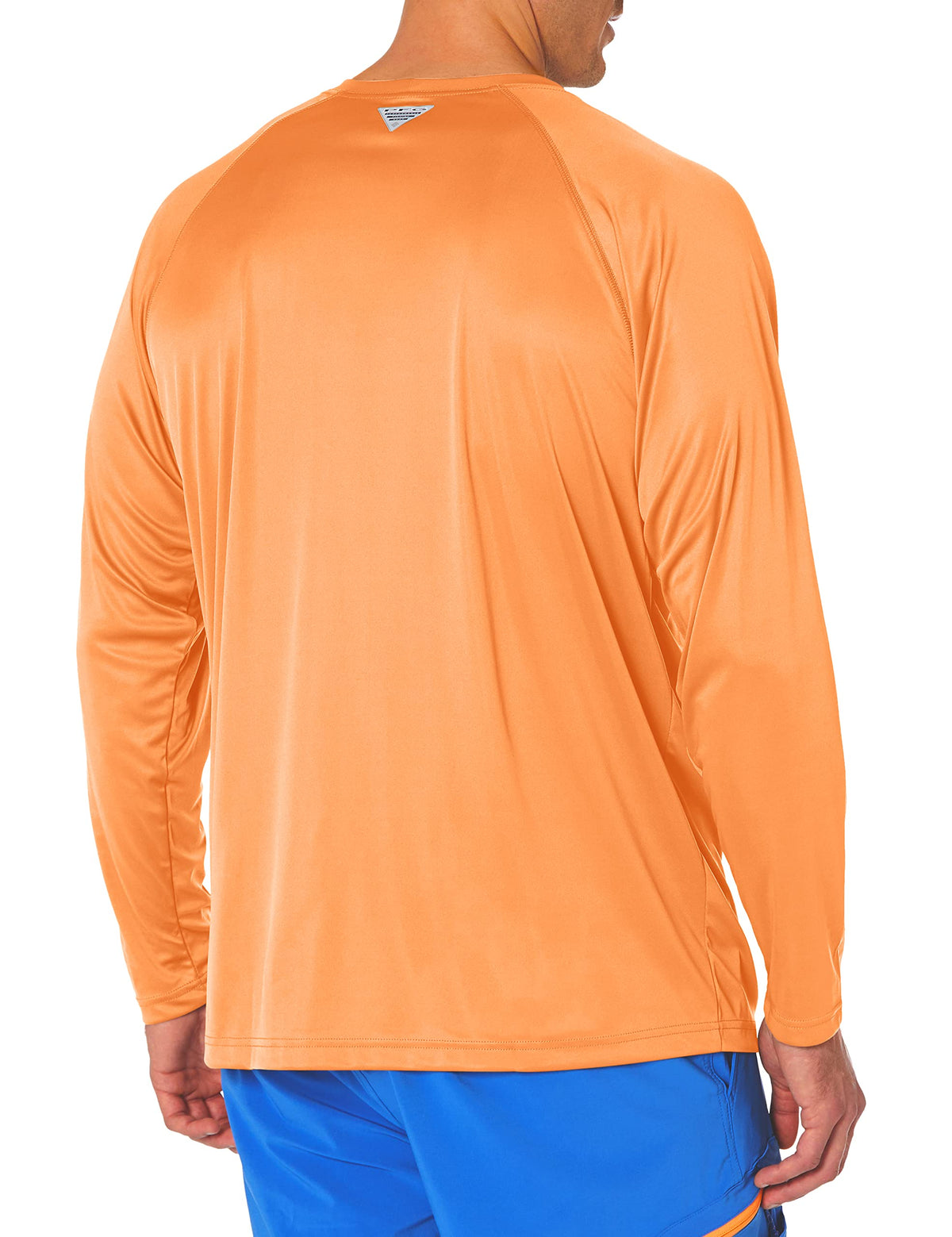 Columbia Men's PFG Terminal Tackle Long Sleeve Fishing Shirt, Bright Nectar/Vivid Blue Logo, X-Small