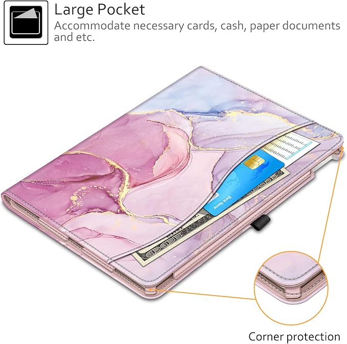 Fintie Multi-Angle Case 2017/2015 iPad Pro 12.9 inch (Old Model) 1st &amp 2nd Gen Case - [Corner Protection] Folio Stand Cover with Pencil Holder &amp Pocket Auto Wake/Sleep Blooming Hibiscus