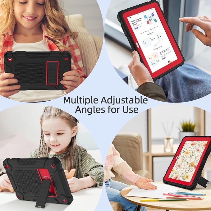 MENZO All-New Case for 8 Tablet Slim Shockproof Rugged High Impact Protective Case with Kickstand Black