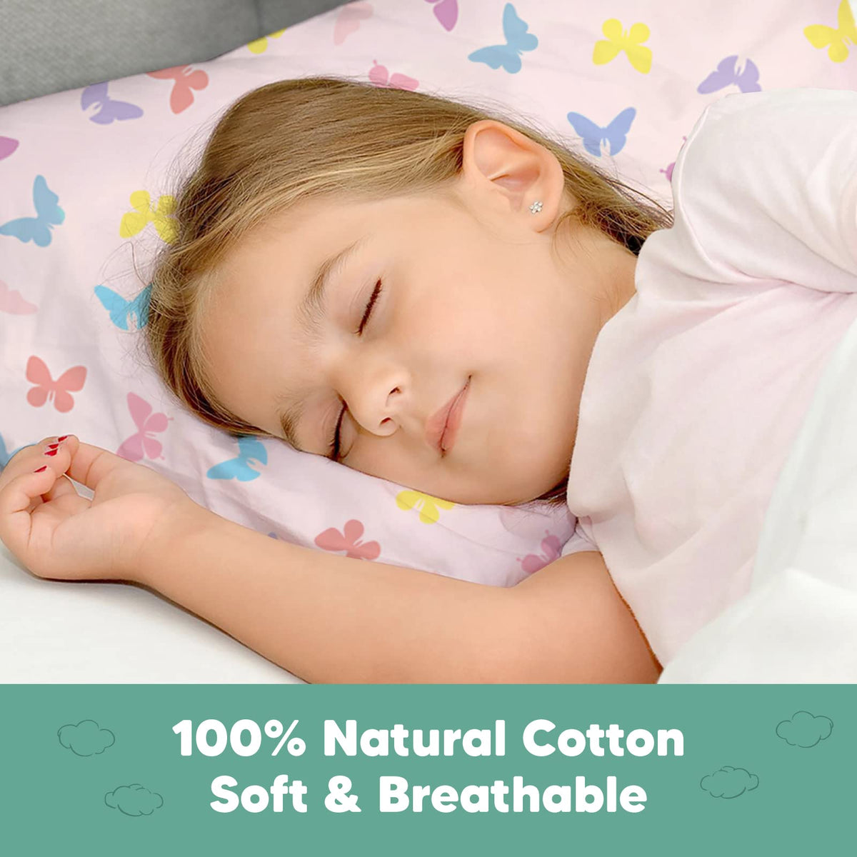 KeaBabies Toddler Pillowcase 13x18 Organic Cotton Cover (Flutter)