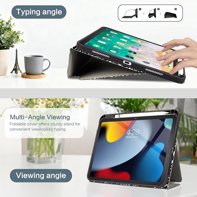 Vimorco Christmas Case for iPad (A16) 11th/10th Gen 11/10.9 inchAntlers | Multi-Angle Viewing Protective Folio Stand Shockproof CoverPencil HolderSupport Touch IDAuto Wake/SleepEssential Gift