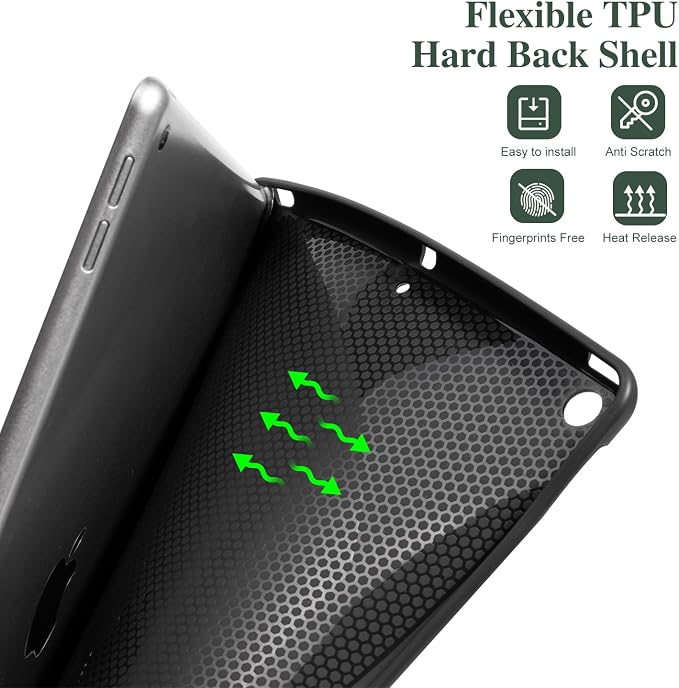 Lokigo Case for iPad 9th/8th/7th Gen 10.2 Air 3rd/Pro10.5 Aurora Forest | Protective Folio Soft Back Cover Pencil Holder for Teens/Students/Office Staffs 4 Angles Viewing Stand Auto Wake/Sleep