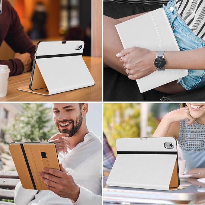 DTTO for iPad Air 11-inch Case M4/M3/M2 (2026/2025/2024) iPad Air 5th / 4th Generation (2022/2020) Premium Leather Business Folio Stand Cover with Pencil Holder - Auto Sleep/Wake Brown