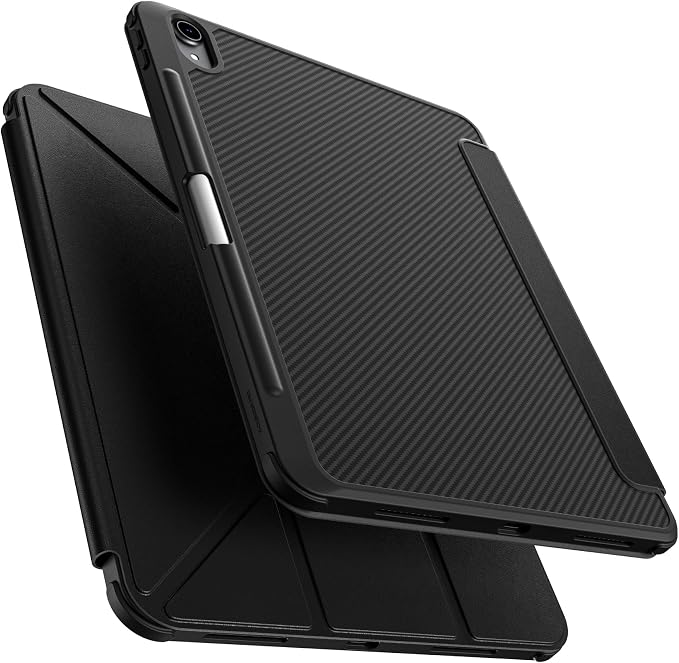 AMAZINGTHING for iPad Air 11-Inch M4/M3/M2 [Titan MAX Weave Case] Rugged Aramid Fiber Back X-Cushion PRO 7 Shock Absorption Y-Fold Multi-Angle Stand Built-in Stylus Pen Durable Nylon Black
