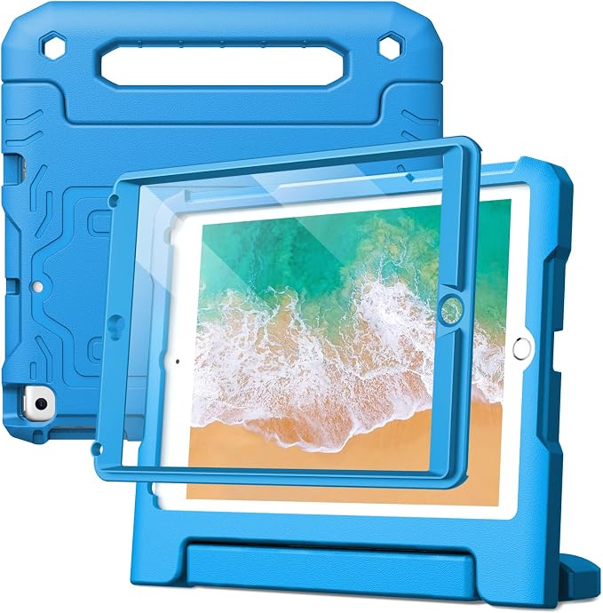JETech Kids Case for iPad 6th/5th Gen 9.7 (2018/2017) Black | Built-in Screen Protector 360° Rotating Handle Stand Shockproof Full-Body Protection Kid-Friendly Design