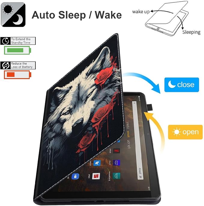 Case for Amazon Kindle Fire Max 11 Case (13th Gen 2023 Release) 11，Slim Fit Foldable Standing Cover Case with Auto Sleep/Wake for Fire 11 Max Tablet，Skull and Fire