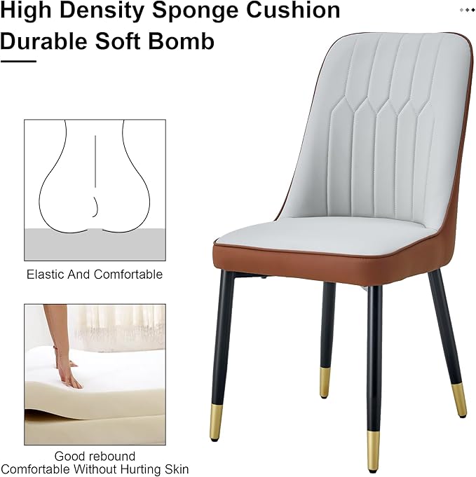 Dining Chairs Set of 8，Modern Dining Chairs, Equipped with PU Leather Backrest Cushions and Black Metal Legs, Suitable for Restaurants, Kitchens, and Bedrooms Dining Room Chairs