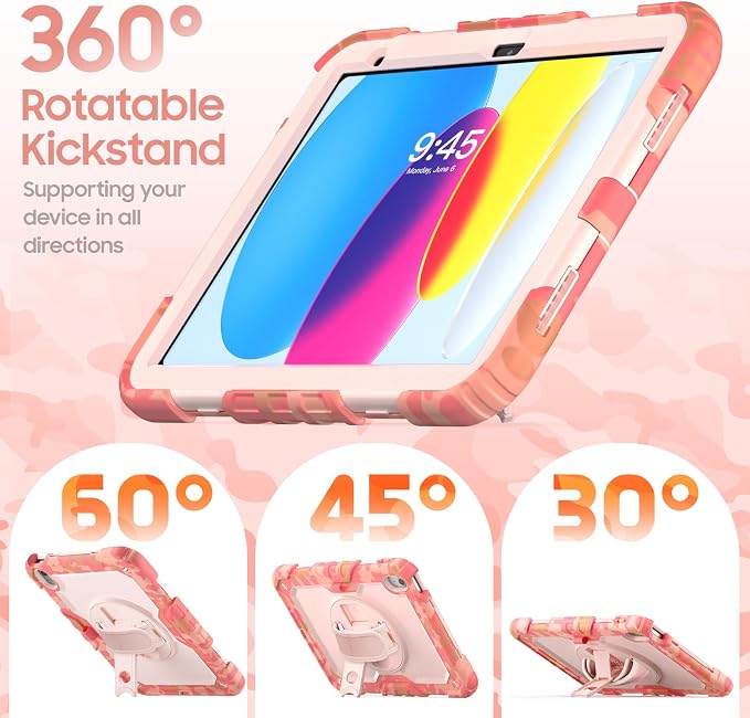 Dteck for Apple iPad 11 inch (A16 11th Gen) iPad 10.9 inch (10th Gen) Slim Clear Case with Kickstand Pencil Holder Reinforced Shockproof Corners Soft TPU Lightweight Protective Cover Transparent
