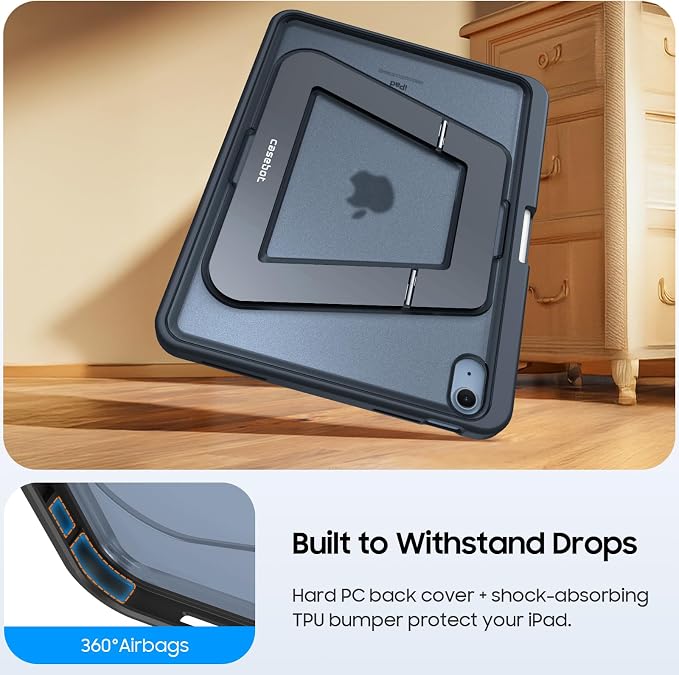 Fintie Shockproof Case for iPad (A16) 11th Gen 11-in iPad 10th Gen 10.9 | Slim Frosted Hard Back Cover Multi-Angle Viewing Built-in Kickstand &amp Pencil Holder Anti-Scratch Black