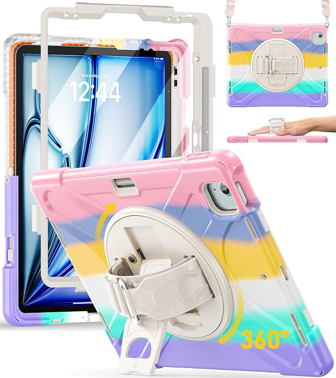 BRAECN Case for iPad Air 11 inch 2026(M4) 2025(M3) 2024(M2)iPad Pro 11 inch(4th/3rd/2nd/1st)&amp Air 10.9(5th/4th) Protective with Pencil Holder Screen Protector 360°Rotating Stand Handle Full Body